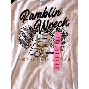 Champion Georgia Tech Ramblin Wreck Long Sleeve Pocket T-Shirt White Small NEW